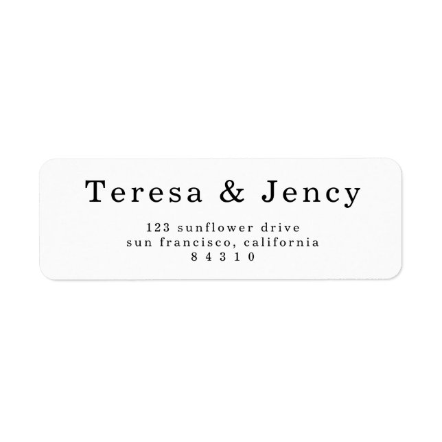 Minimal Simple Clean White Design Returadress Etikett (Framsidan)