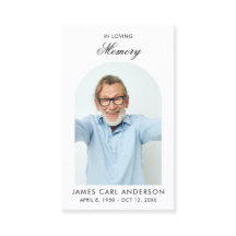 Minimal Simple Photo Arch Memorial Prayer Card