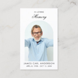 Minimal Simple Photo Arch Memorial Prayer Card Visitkort