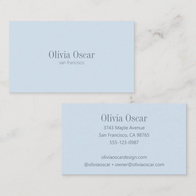 Minimal Simple Soft Blue Modern Professional Visitkort (Fram/baksida)