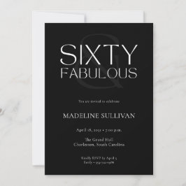 Minimal Sixty and Fabulous 60th Birthday Party Inbjudningar