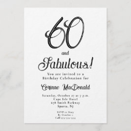 Minimal Sixty and Fabulous 60th Birthday Party Inbjudningar