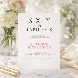 Minimal Sixty and Fabulous 60th Birthday Party  Inbjudningar