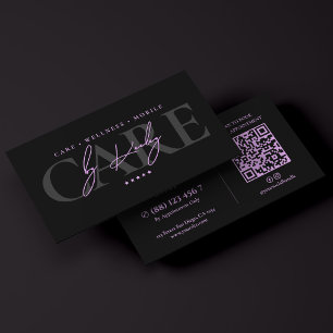 Minimal Sjuksköterska Medicinsk Lila Svart Visitkort