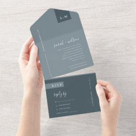 MINIMAL SKANDI DUSKY GRÅTT BLUE MONOGRAM BRÖLLOP