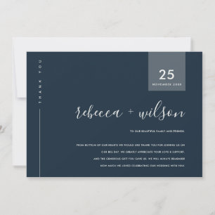 MINIMAL SKANDI NAVY GRÅTT BLUE TYPOGRAFI BRÖLLOP TACK KORT