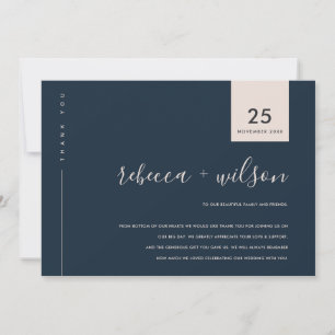 MINIMAL SKANDI NAVY ROSA TYPOGRAFI BRÖLLOP TACK KORT