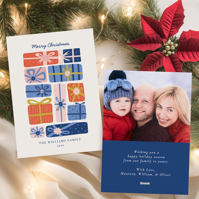 Minimal skandinavisk med färgstarka presentfoto julkort (Skapare uppladdad)
