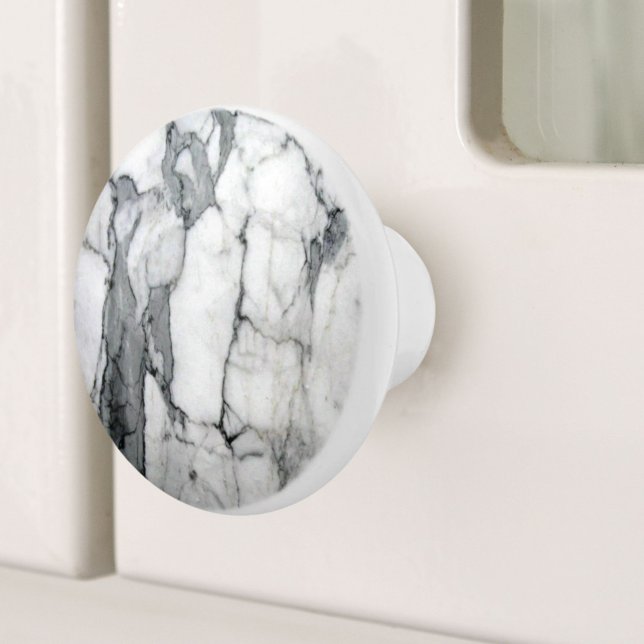 minimal skandinavisk modern chic grått-vit marmor knopp (minimal scandinavian modern chic grey white marble ceramic knob)