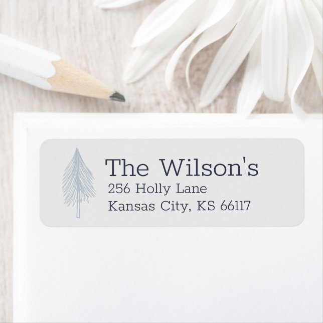 Minimal sketch Evergreen Träd Helgdag-etikett Returadress Etikett (Insitu)