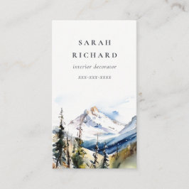 Minimal Ski Mountain Telluride Colorado Watercolor Visitkort