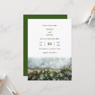 Minimal skogsvy vid kustRedwood View Beach Wedding Inbjudningar