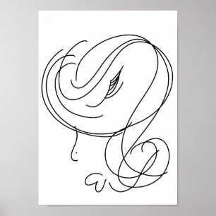 Minimal Skönhet Kvinna Linjekonst Poster