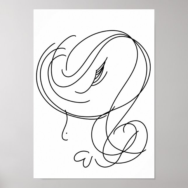 Minimal Skönhet Kvinna Linjekonst Poster (Framsidan)