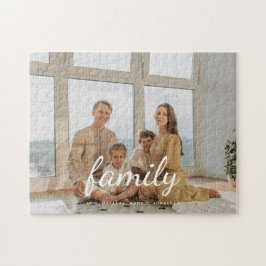 Minimal skript anpassad familjefoto & namn pussel