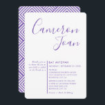 MINIMAL SKRIPT enkel modern Bat mitzvah lila in Inbjudningar<br><div class="desc">by kat masard >> WWW.SIMPLYSWEETPAPERIE.COM <<< A toppen snyggt & sofistikerad inbjudningsdesign för ditt barns PUB/BAT MITZVAH! TIP: 1. Om du vill ändra/flytta grafik & typsnitt och lägga till mer text - slått knappen "anpassa". - - - - - - - - - - - - - - - -...</div>