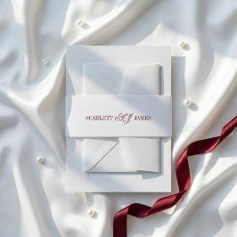 Minimal Skript Monogram Bröllop Band För Inbjudningskort