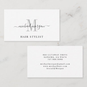 Minimal Skript Monogram Frisör Visitkort