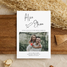 Minimal skript Namnteckning Heart Photo White