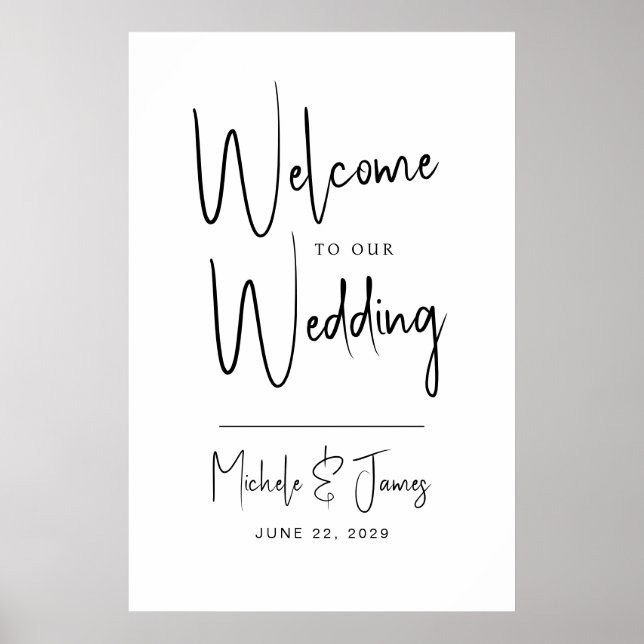 Minimal Skript Typografi Bröllops Hälsning Poster (Framsidan)