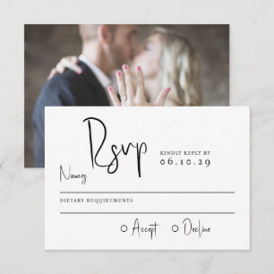 Minimal Skript Typografi Foto Bröllop OSA Kort