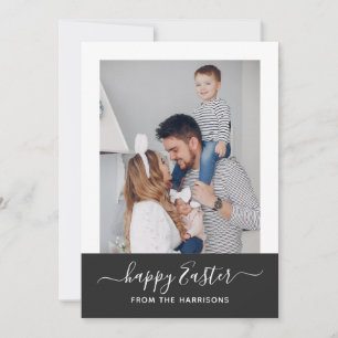 Minimal skriptfamilj med enkel Elegant Photo Påsk Julkort
