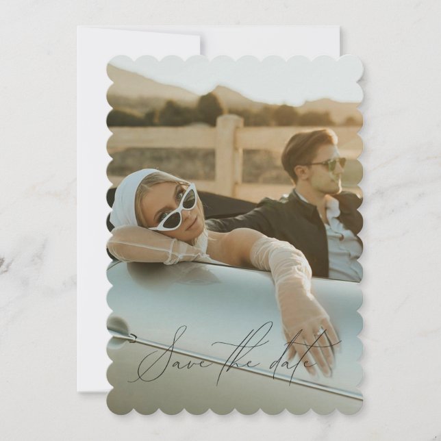 Minimal skriptfoto Spara datum med Fullt Inbjudningar (Framsida)