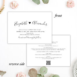 Minimal skripthjärta alla i en QR-kod Bröllop Inbjudningar