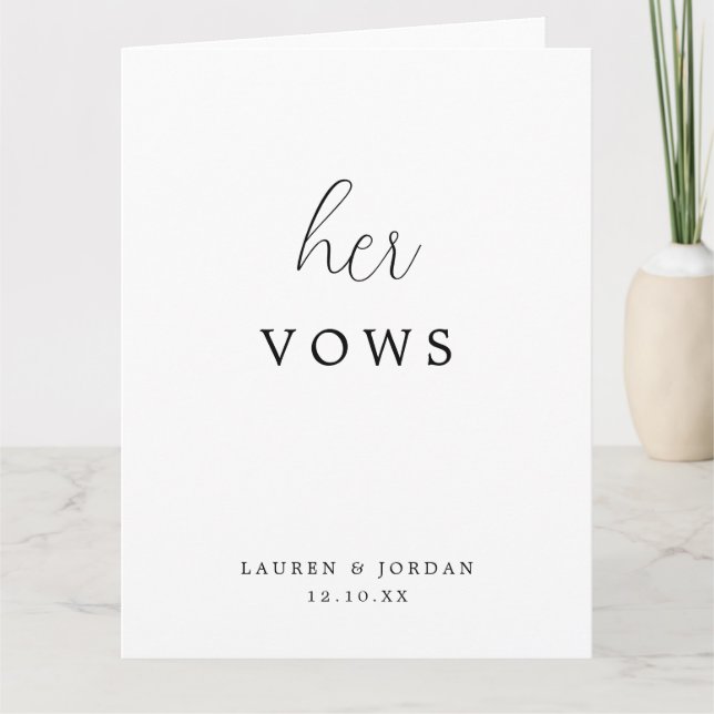Minimal skriptkalligrafi för hennes Bröllop-löften Kort (Framsida)