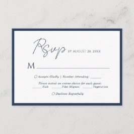 Minimal Skriptmeny Val Navyblå Bröllop RSVP Tilläggskort