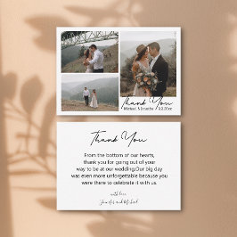 minimal skripttack för 3 foton som kollage bröllop anteckningskort