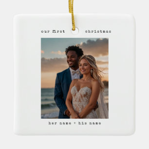 Minimal skrivmaskin Merry and Married 2 bilder Julgransprydnad Keramik