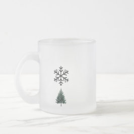 Minimal snöflake och Evergreen Träd design Frostad Glasmugg