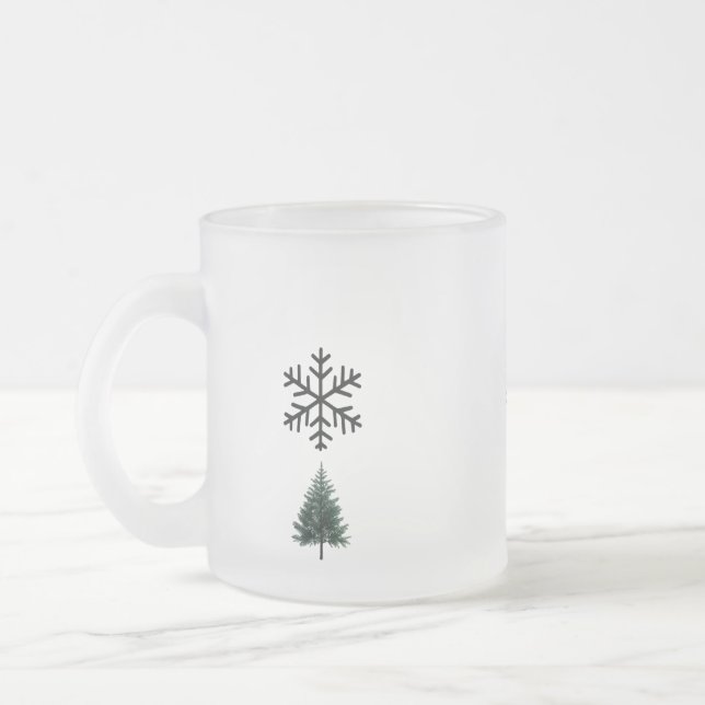 Minimal snöflake och Evergreen Träd design Frostad Glasmugg (Vänster)