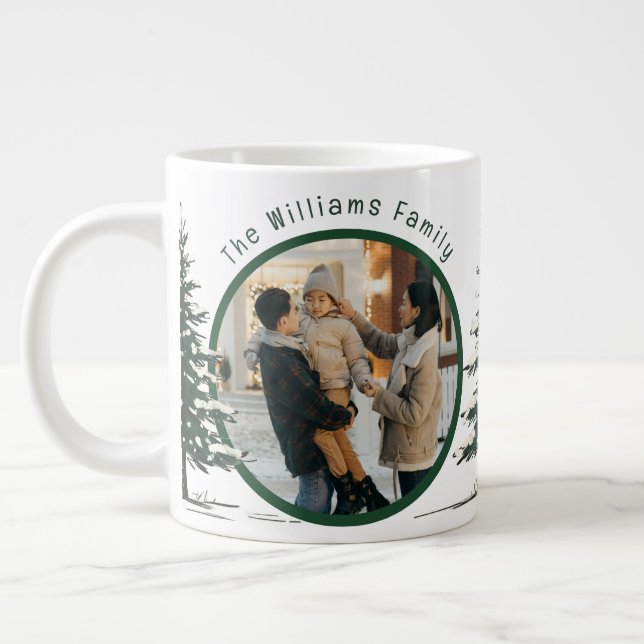 Minimal Snow Christmas Tree Winter Holiday Jumbo Mugg (Vänster)
