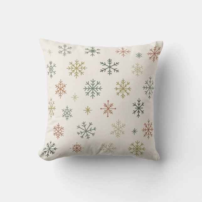Minimal Snowflakes Seamless Pattern Kudde (Framsida)