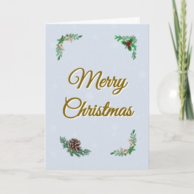Minimal Snowy Christmas Folded Greeting Card Kort (Framsida)