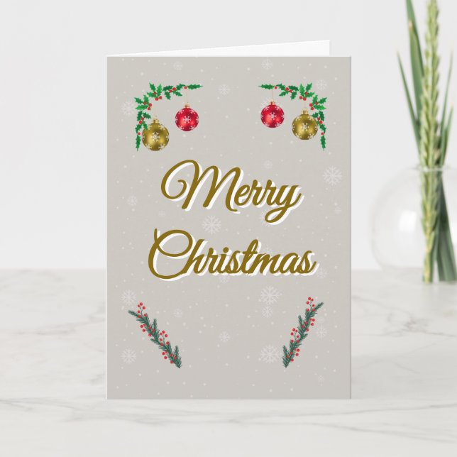 Minimal Snowy Christmas Folded Greeting Card Kort (Framsida)