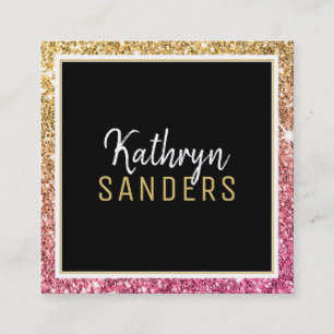 MINIMAL SNYGGT enkel gräns guld rosa glitter Fyrkantigt Visitkort