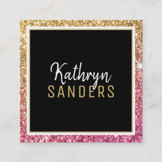 MINIMAL SNYGGT enkel gräns guld rosa glitter Fyrkantigt Visitkort
