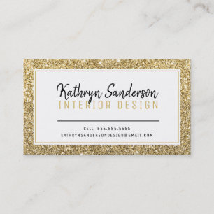 MINIMAL SNYGGT enkel gräns svart guld glitter Visitkort