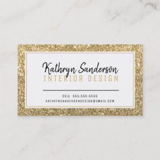 MINIMAL SNYGGT enkel gräns svart guld glitter Visitkort