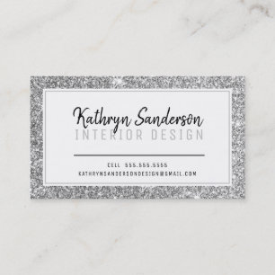 MINIMAL SNYGGT enkel gräns svart silver glitter Visitkort