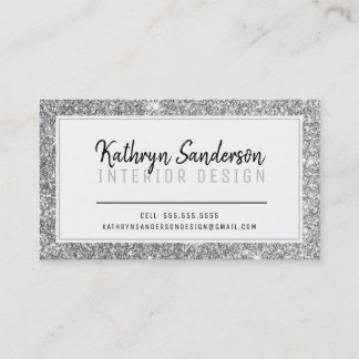 MINIMAL SNYGGT enkel gräns svart silver glitter Visitkort