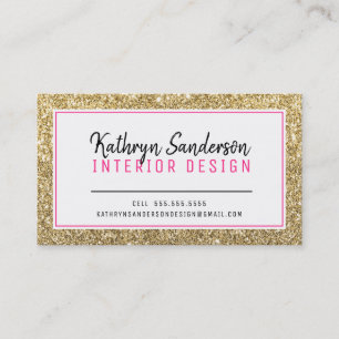 MINIMAL SNYGGT GRÄNS SHOCK ROSA GULD GLITTER VISITKORT