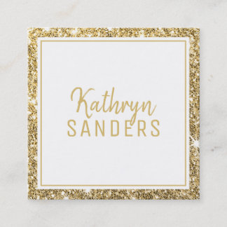 MINIMAL SNYGGT simpel gräns guld glitter grått Fyrkantigt Visitkort