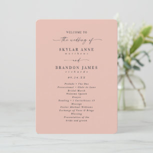 Minimal Solid  Rosa Bröllop Ceremony Program