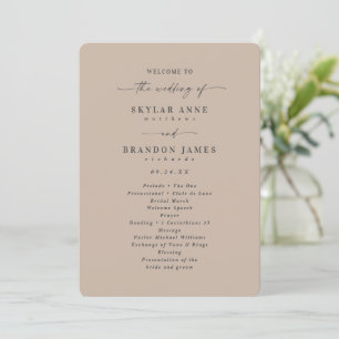 Minimal Solid Taupe Beige Bröllop Ceremony Program