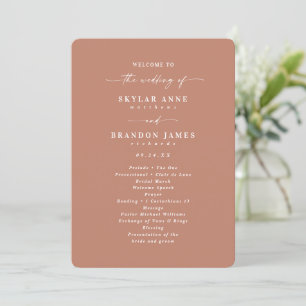 Minimal Solid Terracotta Clay Bröllop Ceremony Program