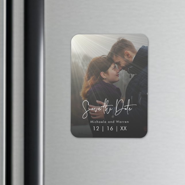 Minimal solstrålning Foto Spara datum vykort Magnet (Minimal Sunrays Photo Save the Date Postcard Magnet)